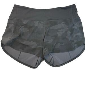 Lululelmon women's speed up long 4 inch inseam Camo Coal Multi / Black size 8